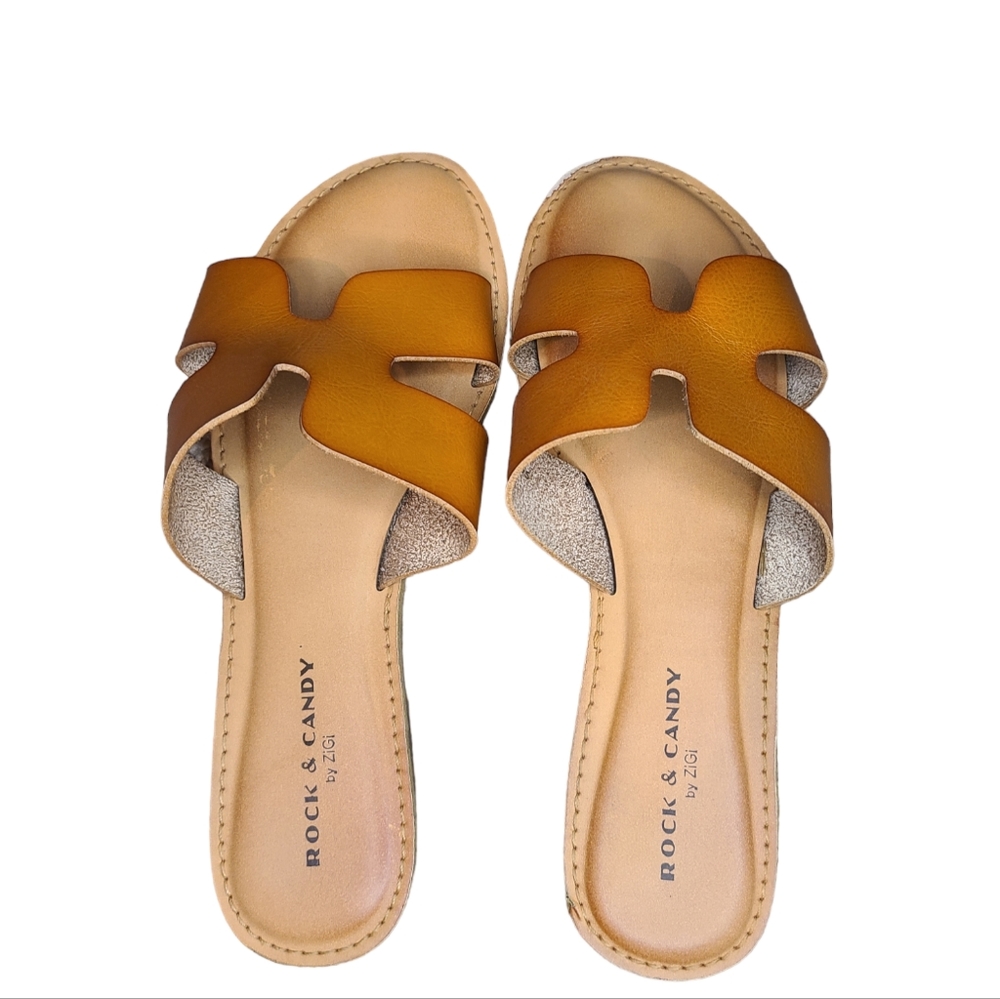 Rock & Candy Tan Slide Sandals